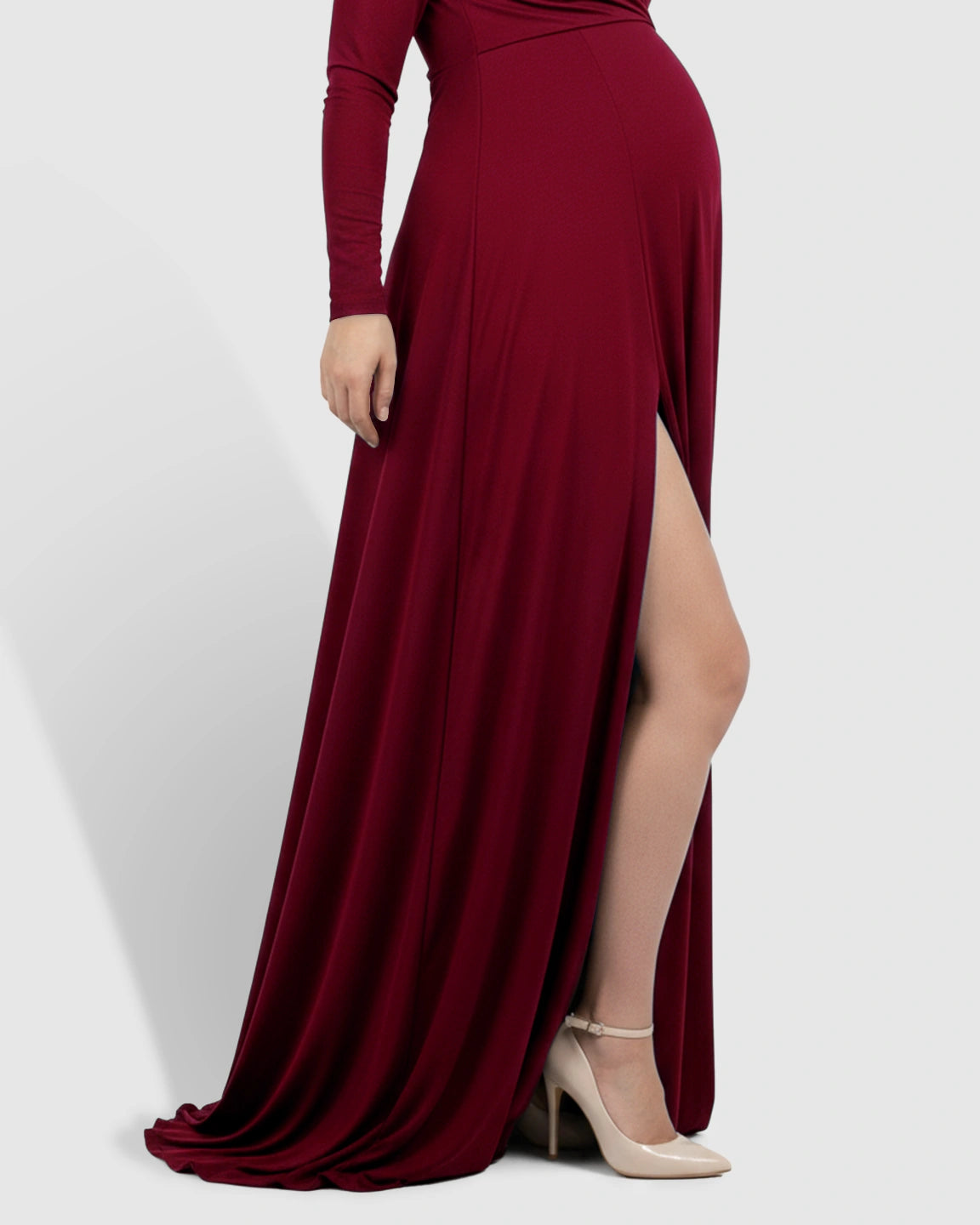 Off-Shoulder Fitted Silhouette Maternity Maxi Dress