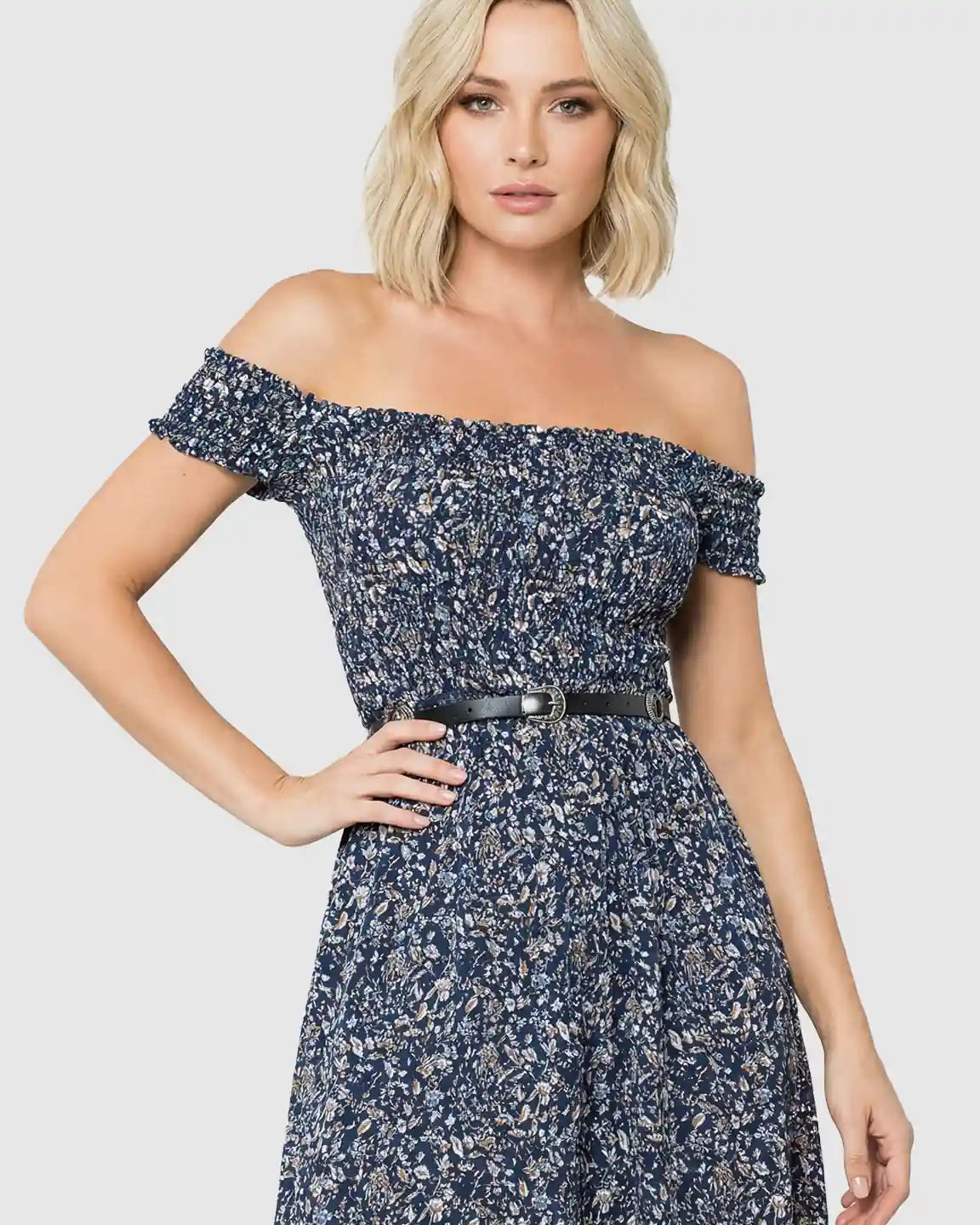 Off-Shoulder Dual Split Maternity Maxi Dress