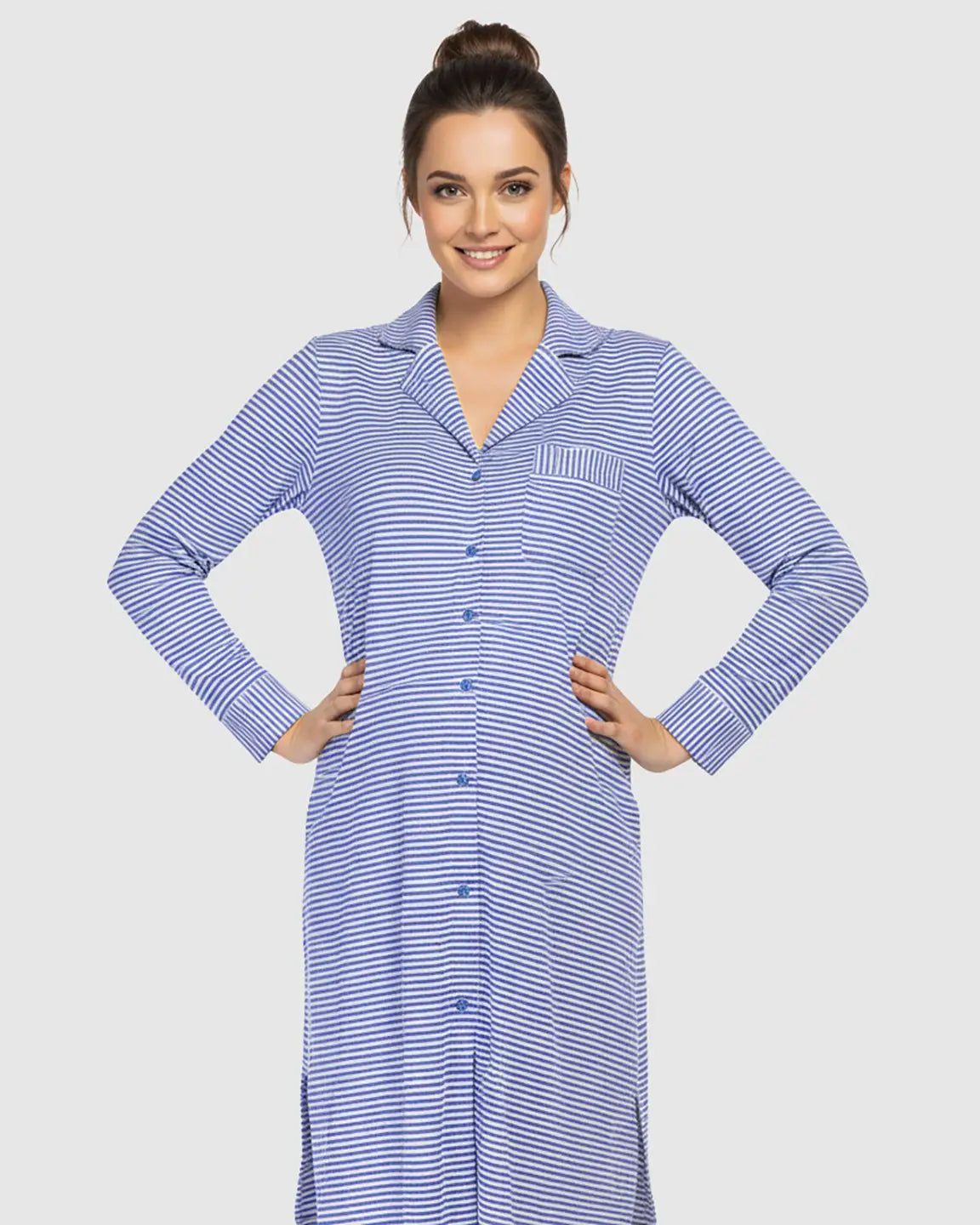 Button-Front Shirt Style Maternity Sleepwear