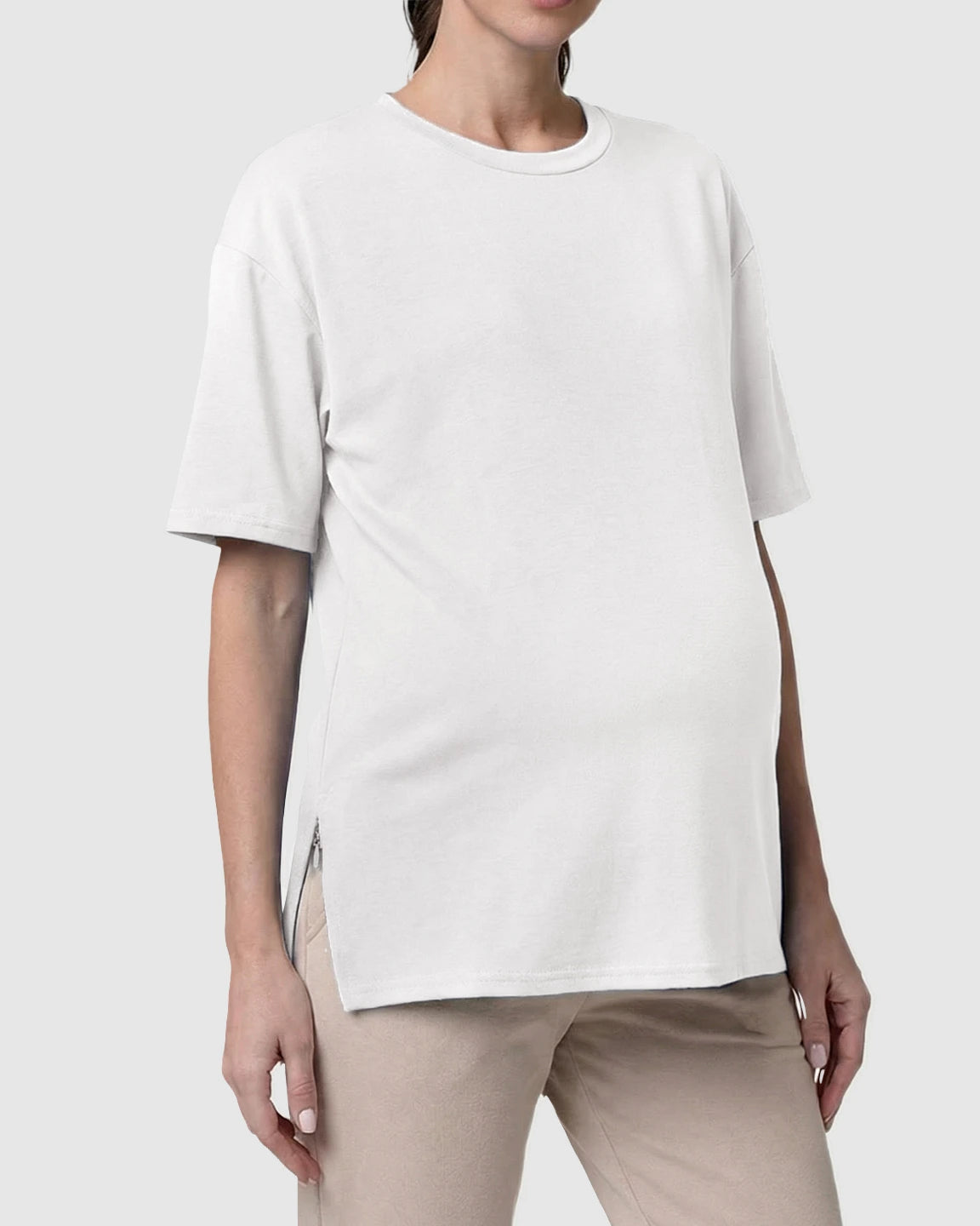 Zipper-Slits Casual Maternity Nursing T-Shirt