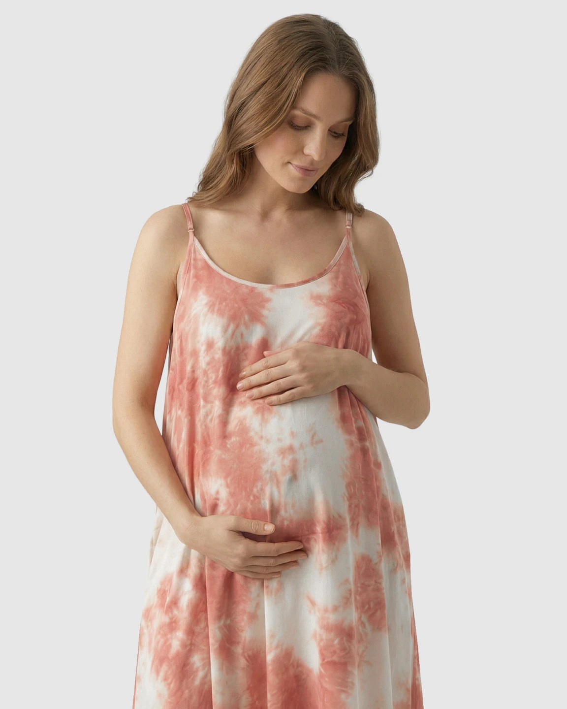 Spaghetti-Strap Tie-Dye Maternity Maxi Dress