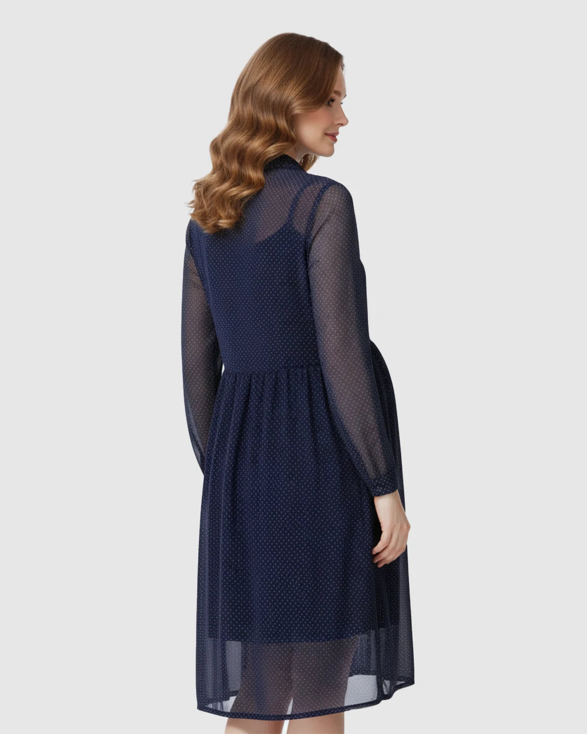 Button-Front Chiffon Flowing Maternity Dress