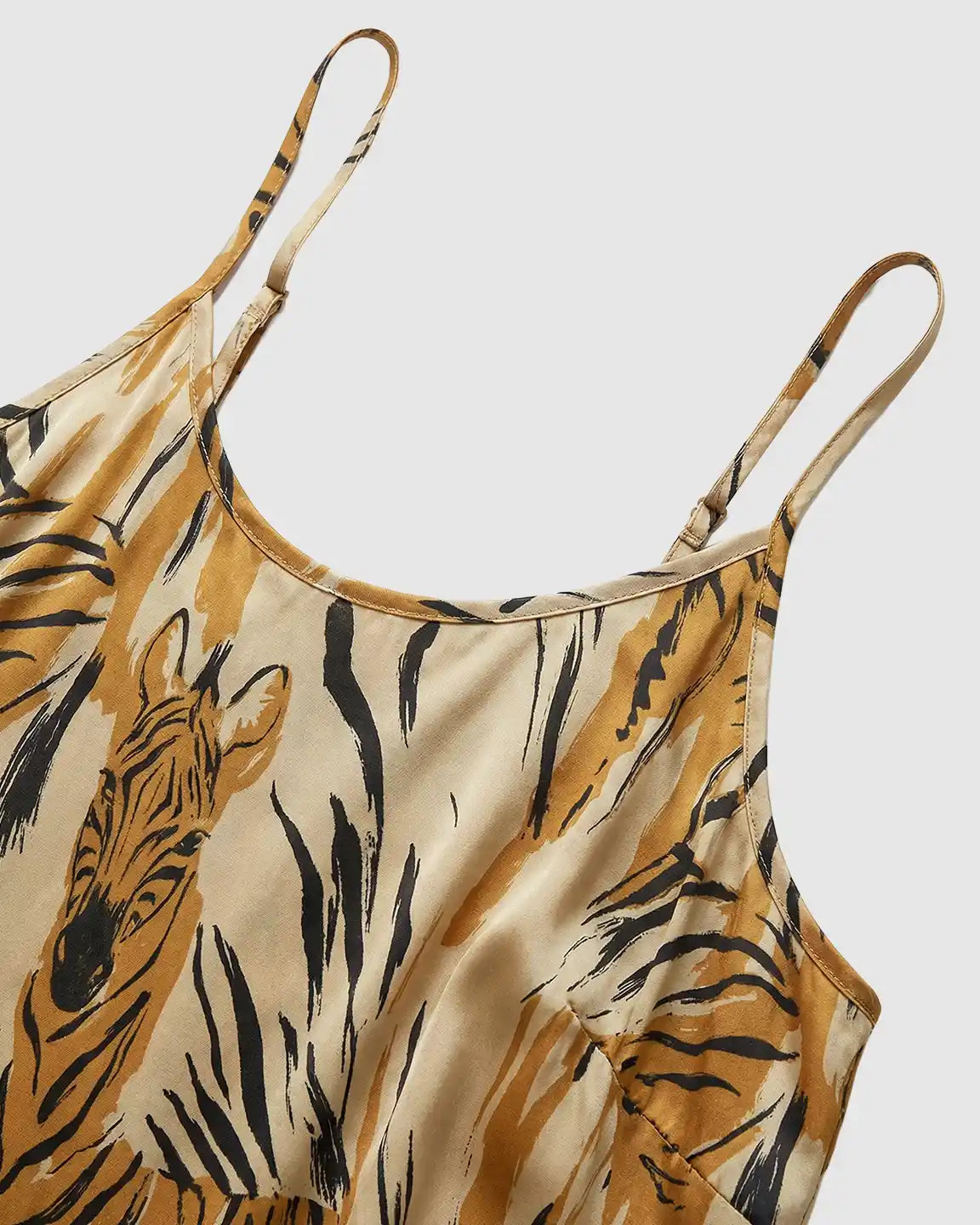 Spaghetti-Strap Tiger-Print Maternity Maxi Dress