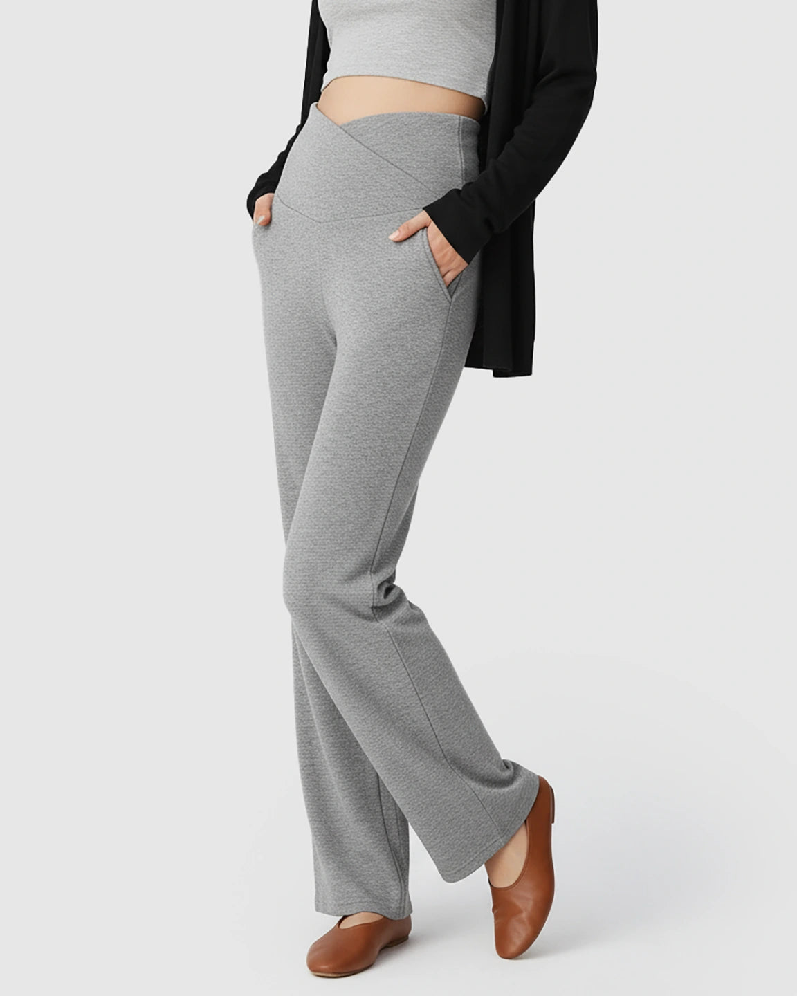 Crossover Waist Wide-Leg Maternity Lounge Pants