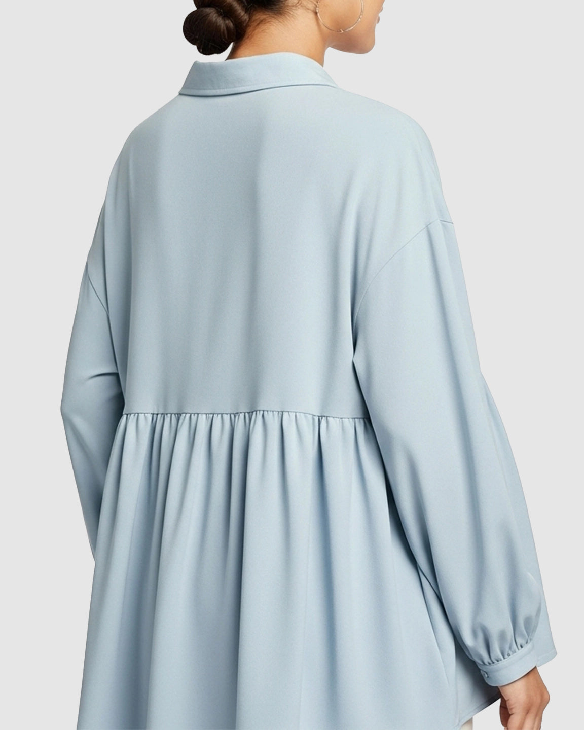 Lapel Long Sleeve Maternity Shirt