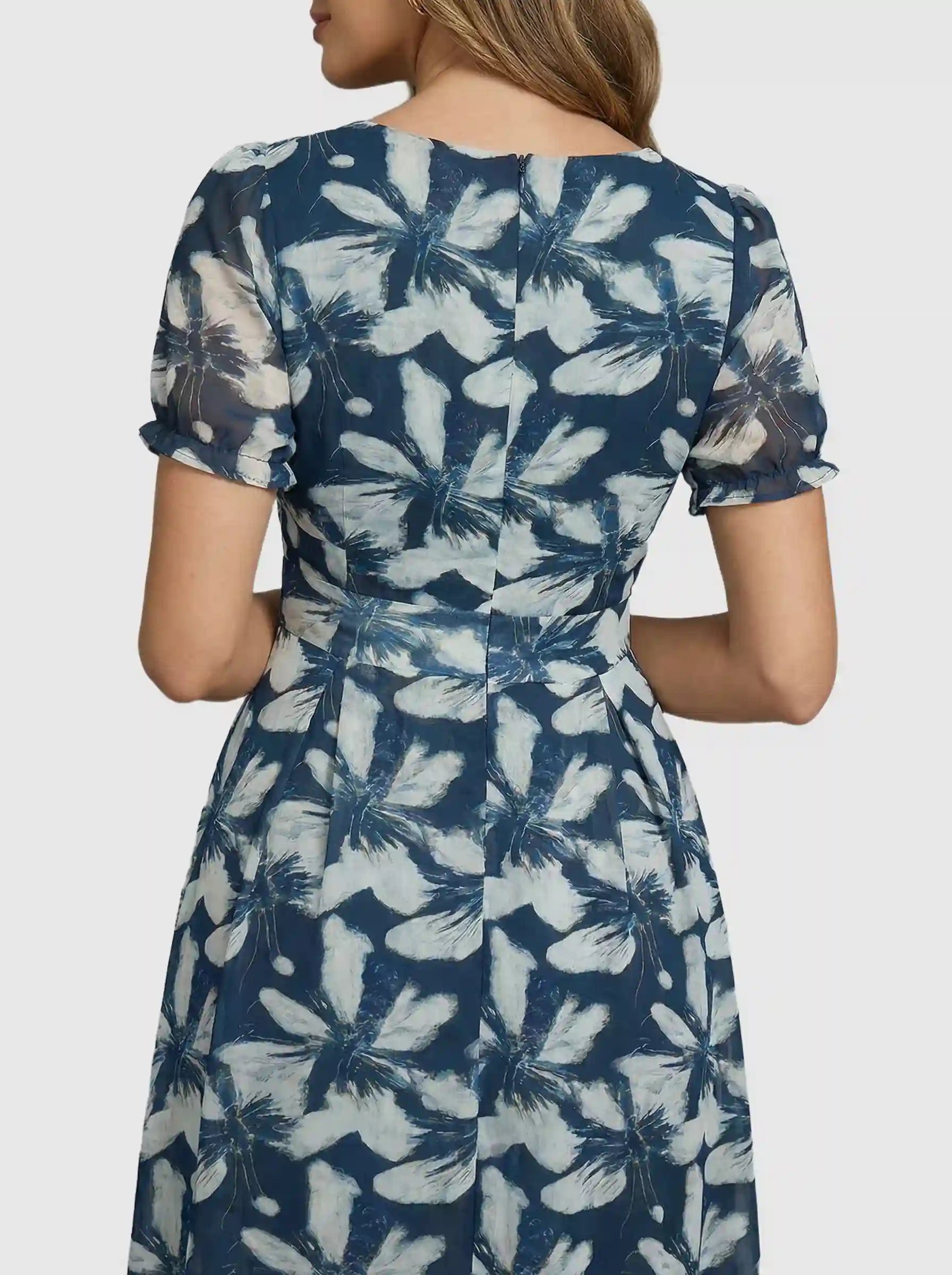 Square Neckline Floral Mid-Waist Cut Maternity Midi Dress