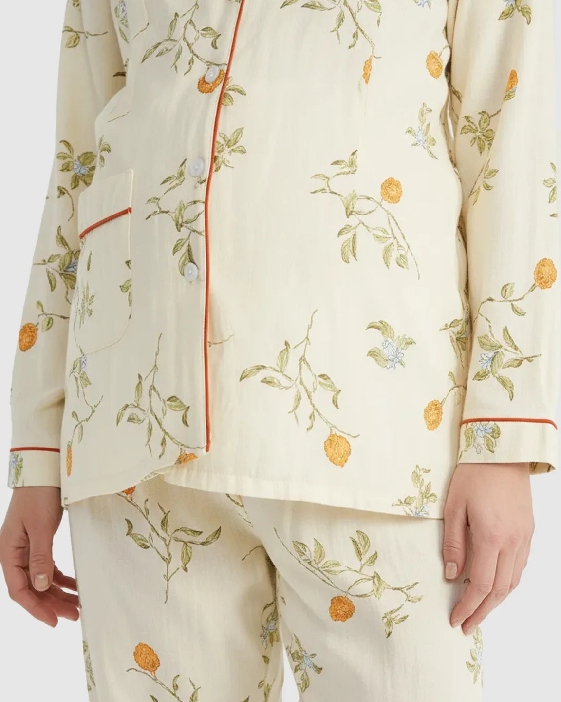 Button Front Pomegranate Print Maternity Sleepwear Set