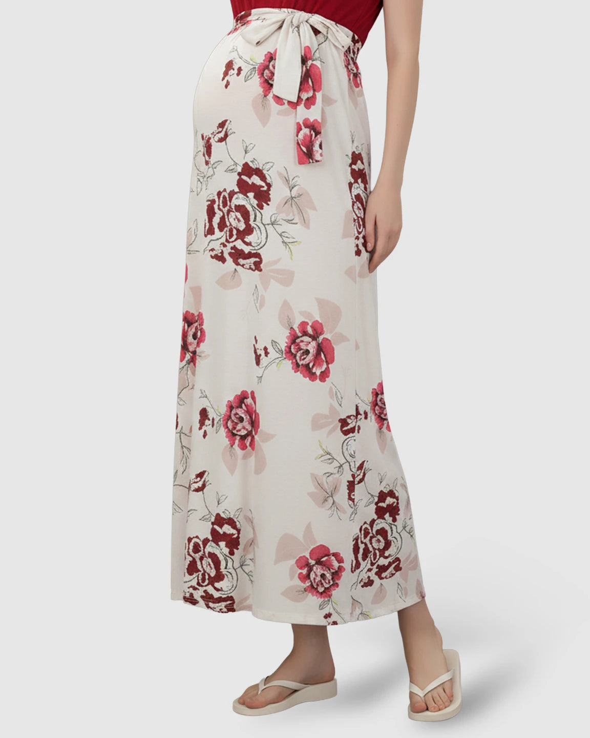 Tie Waist Floral Maternity Maxi Dress