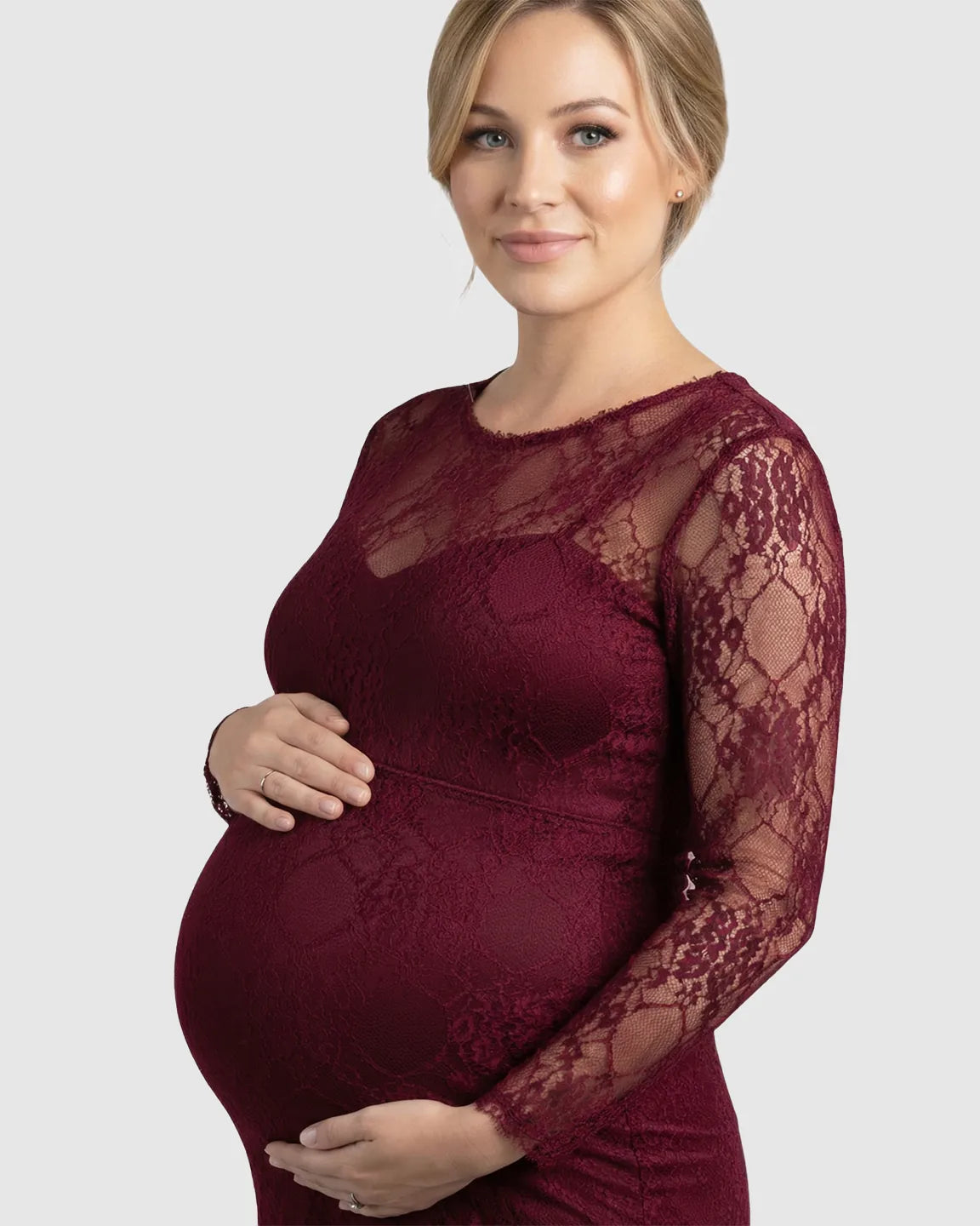 Sheer Lace Trumpet Maternity Photoshoot Gown