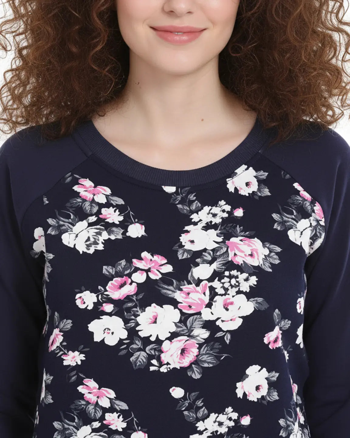 Crew Neck Floral Print Loose Fit Nursing Sweatshirt