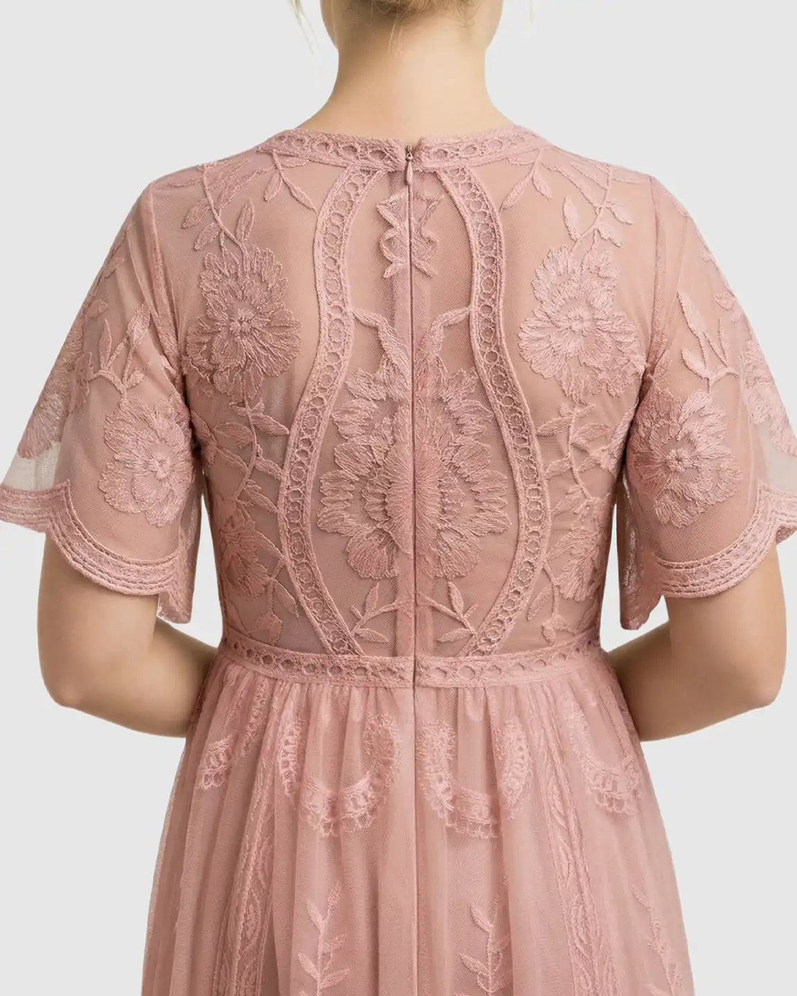 Sheer-Lace Romantic Maternity Maxi Dress