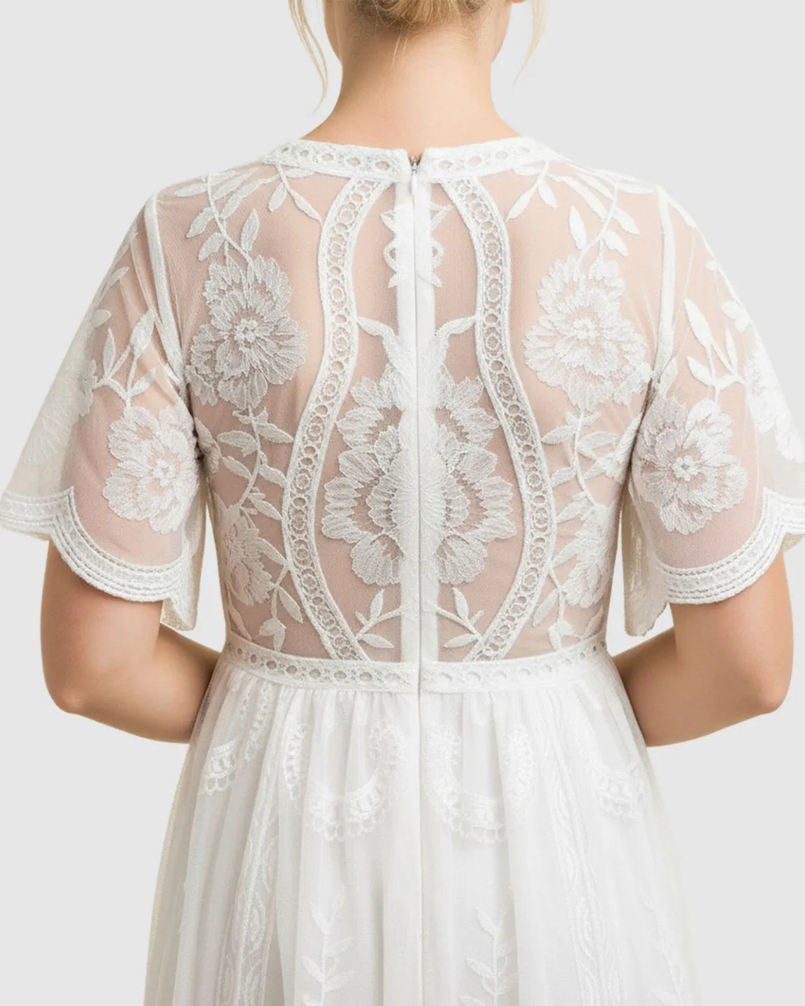 Sheer-Lace Romantic Maternity Maxi Dress