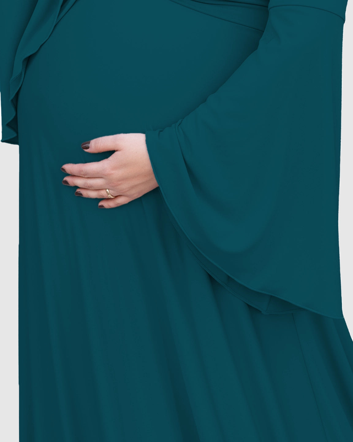 Off-Shoulder Bell Sleeve Boho Maternity Photoshoot Maxi Dress