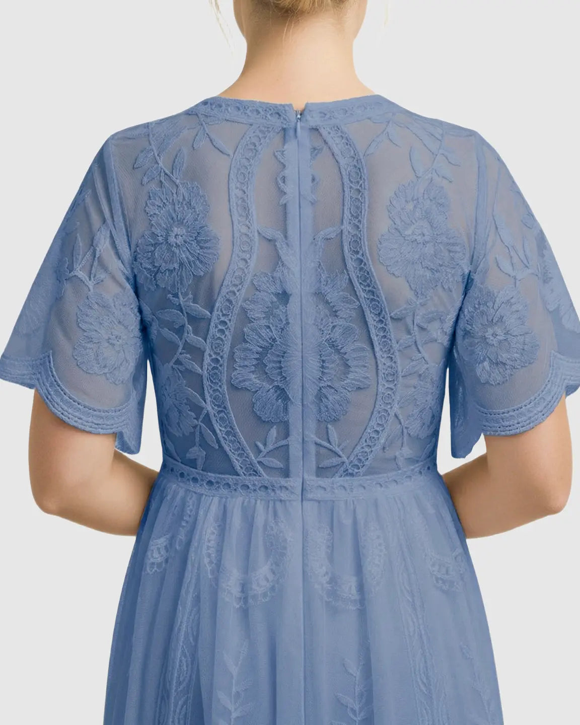 Sheer-Lace Romantic Maternity Maxi Dress