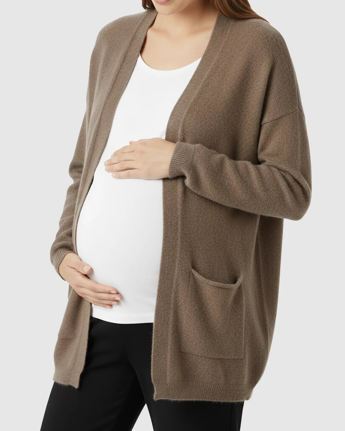 Cozy Wool Blend Long Knit Maternity Cardigan