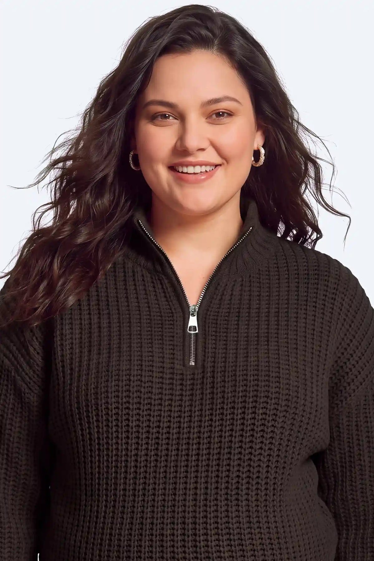 Maternity Quarter-Zip Knit Sweater