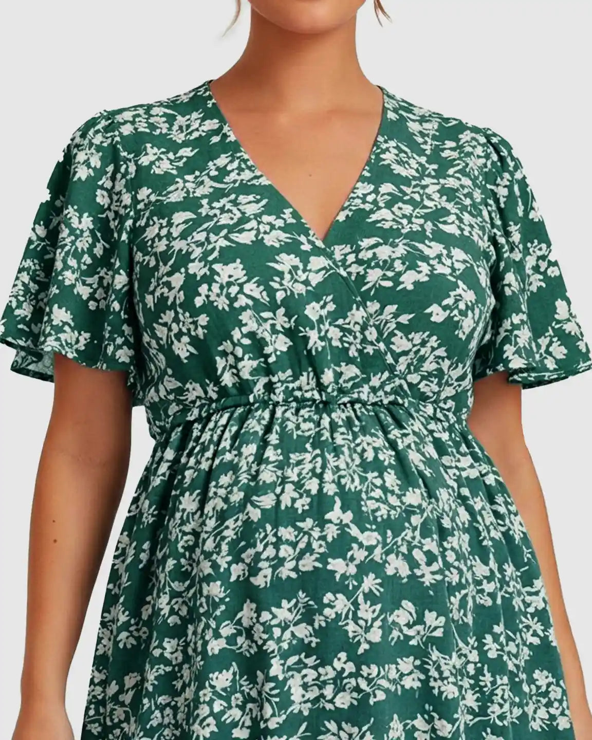 Cinched Waist Boho Maternity Maxi Dress