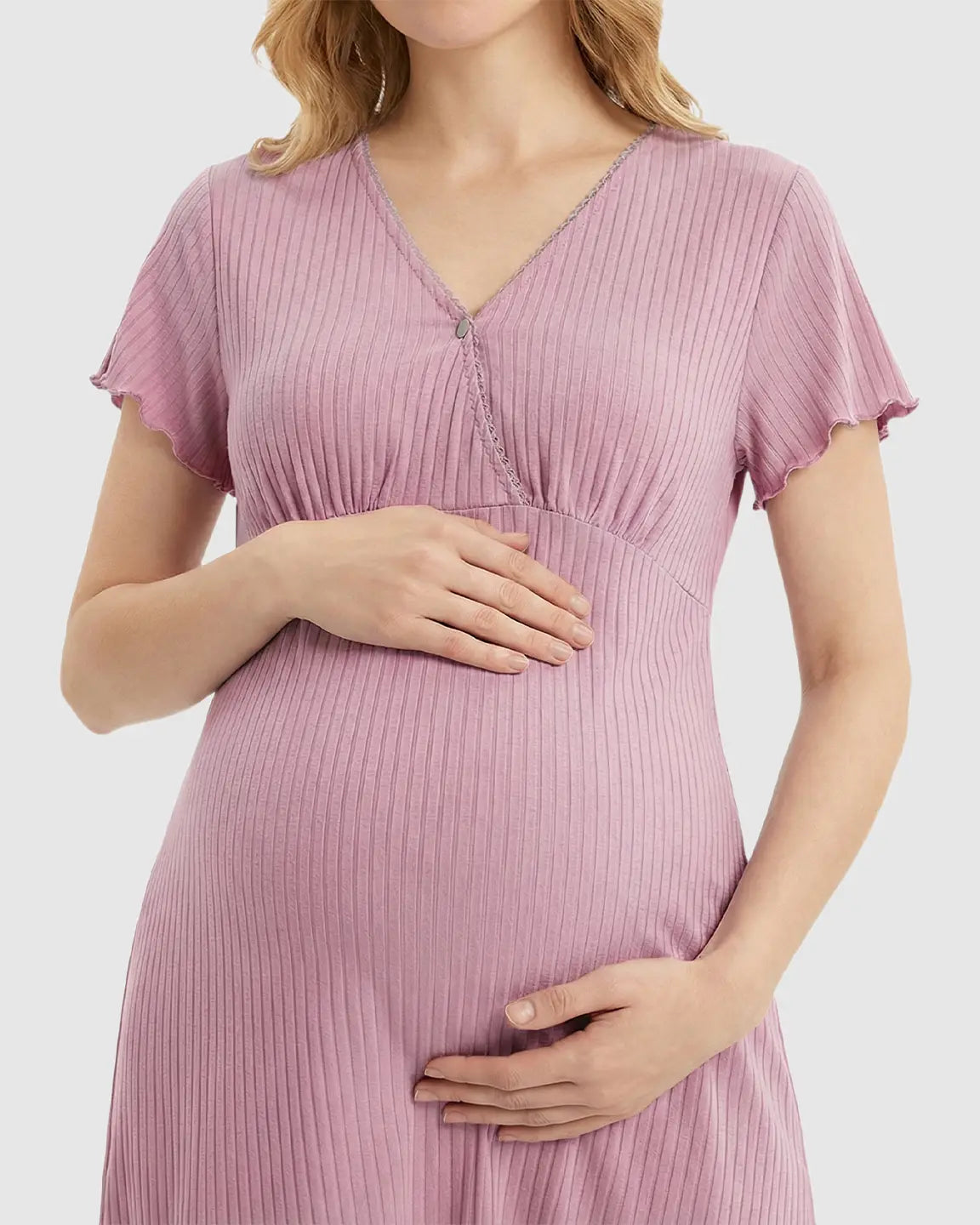 Hidden Nursing Access K-Fashion Maternity Lounge Dress