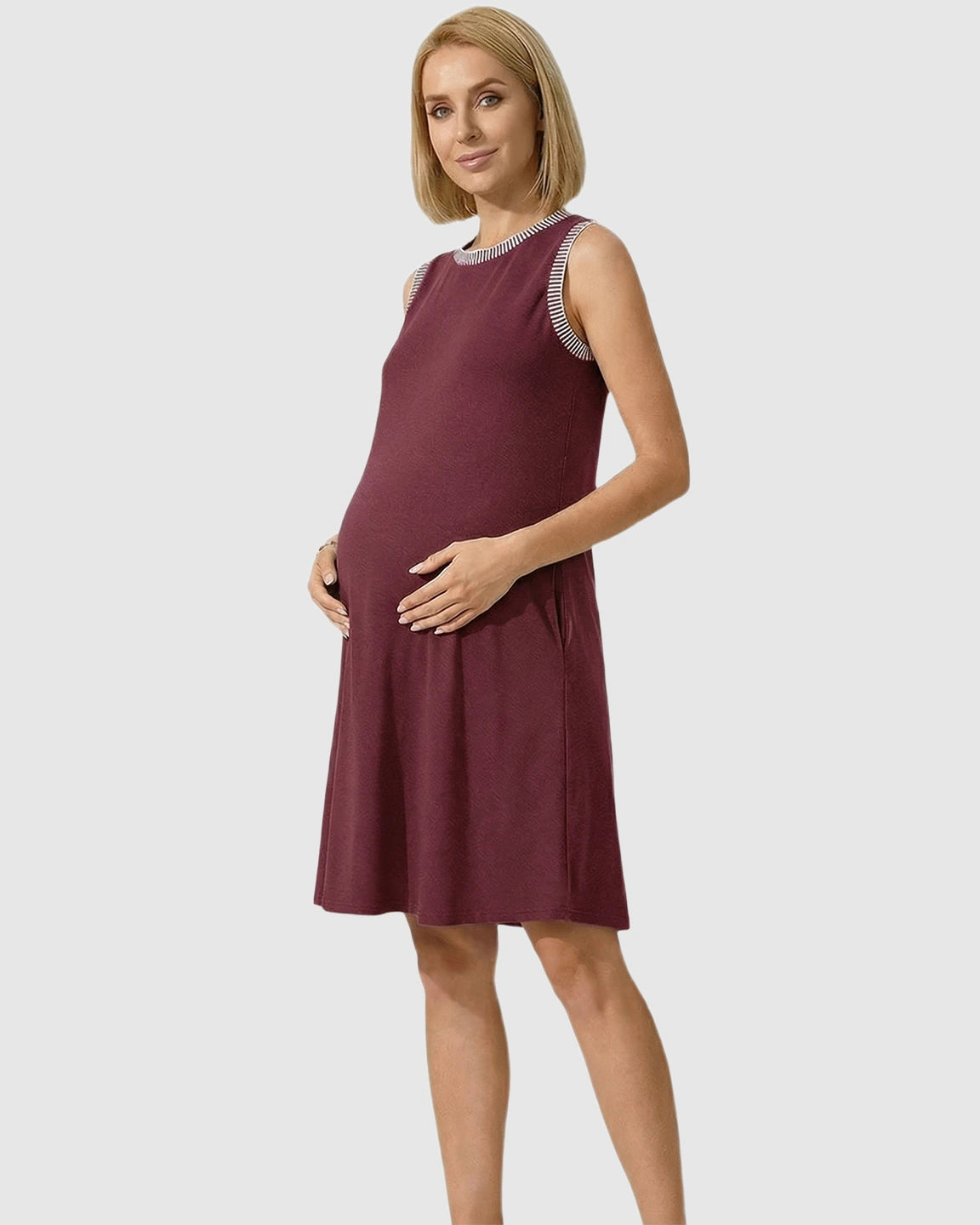 Sleeveless Mid-Waist Umbrella Skirt Maternity Dress