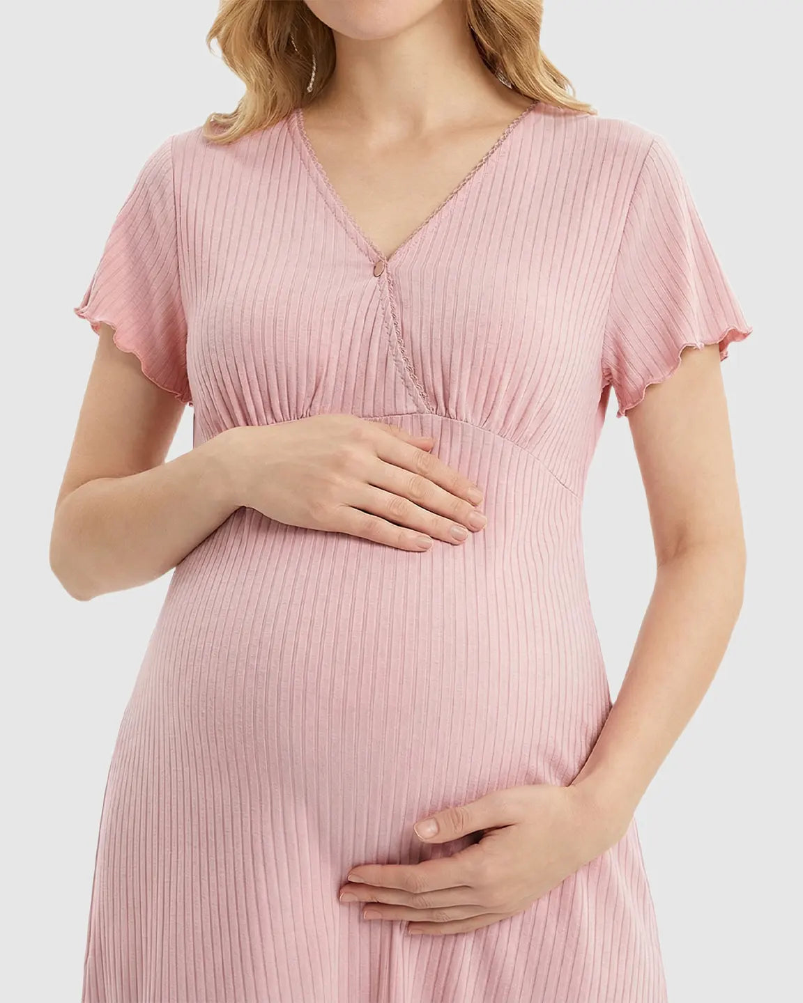 Hidden Nursing Access K-Fashion Maternity Lounge Dress