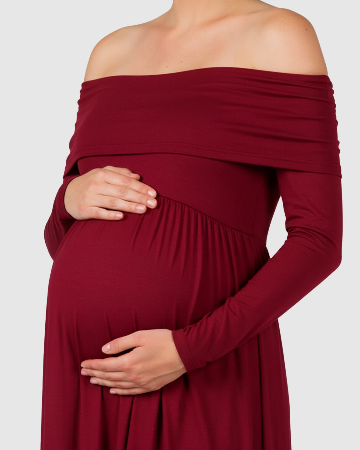 Off-Shoulder Floor-Length Maternity Gown