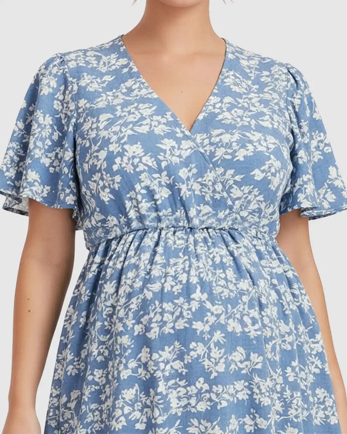 Cinched Waist Bohemian Maternity Maxi Dress