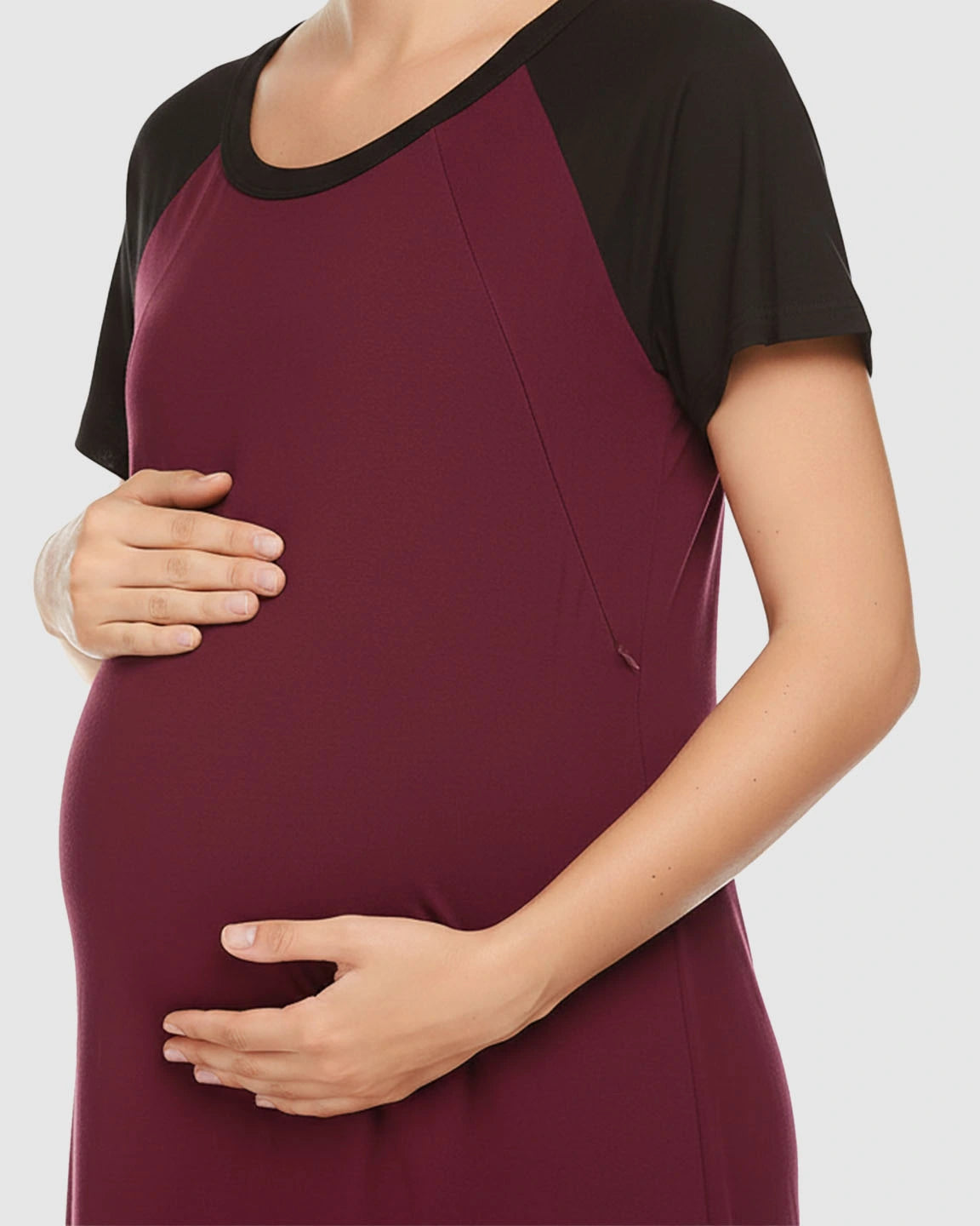 Contrast Sleeve Loose Fit Maternity & Nursing Dress