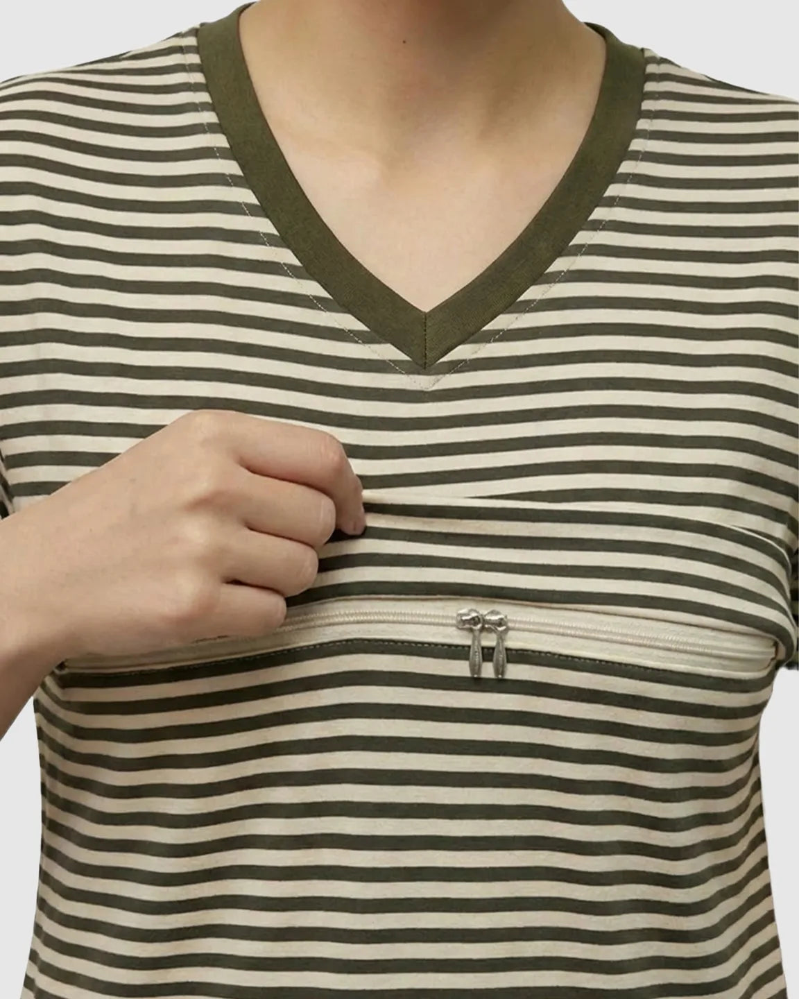 Striped V-Neck Straight Fit Maternity & Nursing Dress