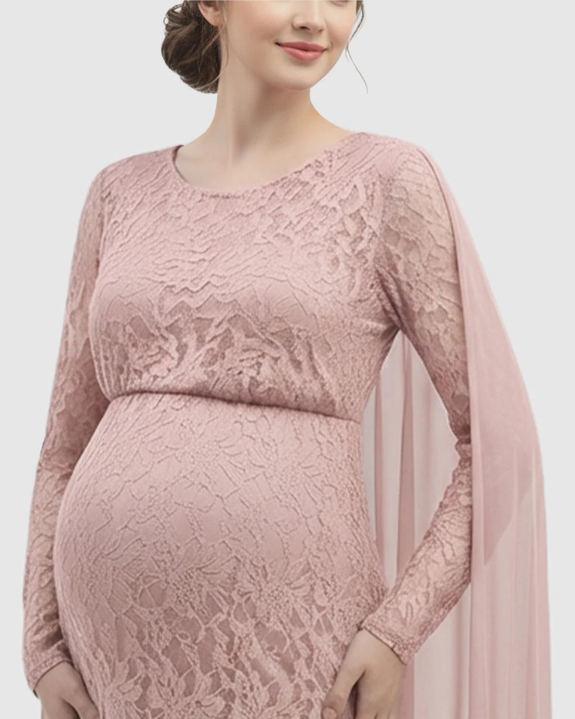 Lace Cape Trailing Maternity Photography Gown