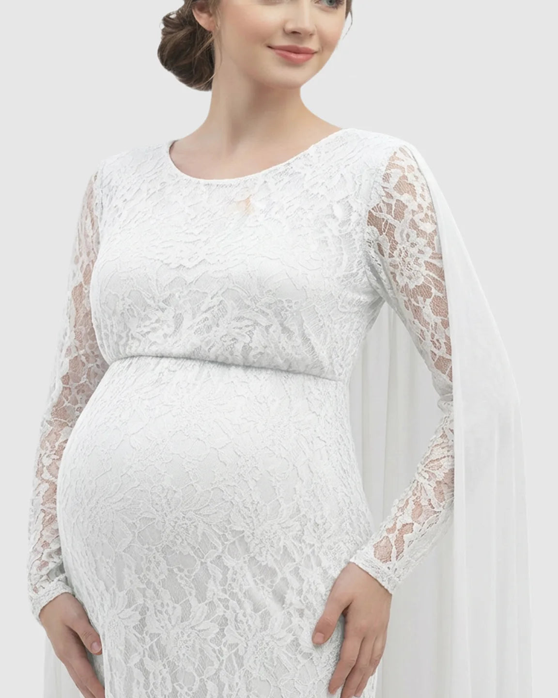 Lace Cape Trailing Maternity Photography Gown