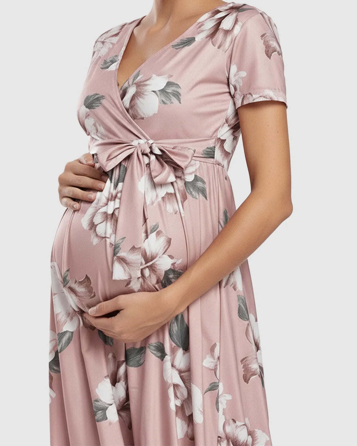 Wrap Style Front Floral Print Maternity Dress