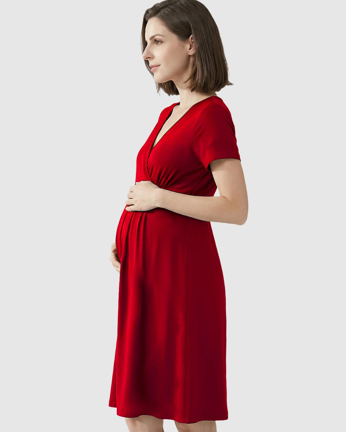 V-Neck A-Line Maternity & Nursing Dress