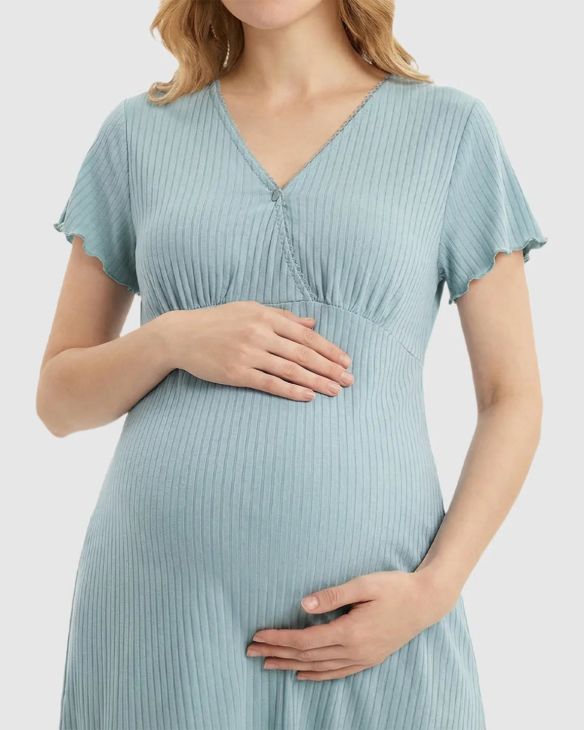 Hidden Nursing Access K-Fashion Maternity Lounge Dress