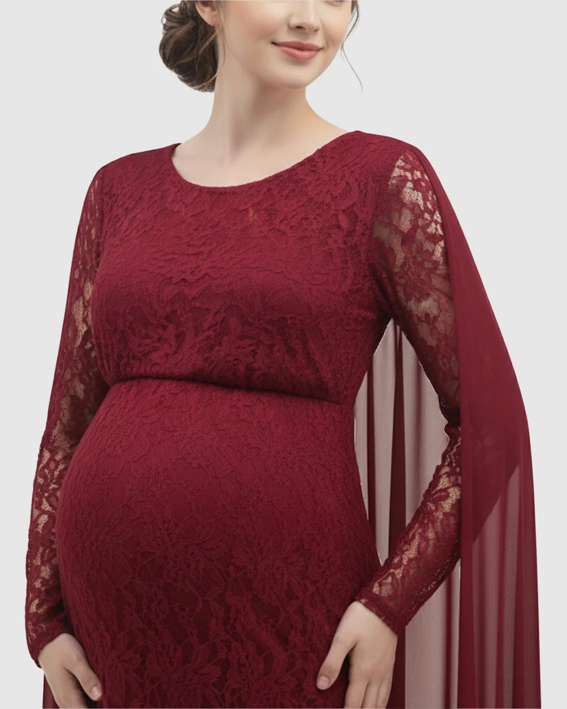 Lace Cape Trailing Maternity Photography Gown