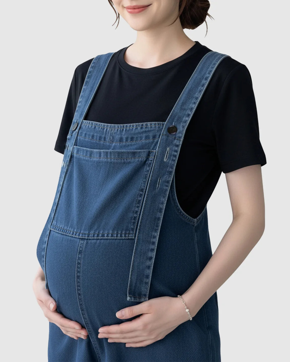 Front Bib Pocket Comfort Fit Maternity Denim Overalls