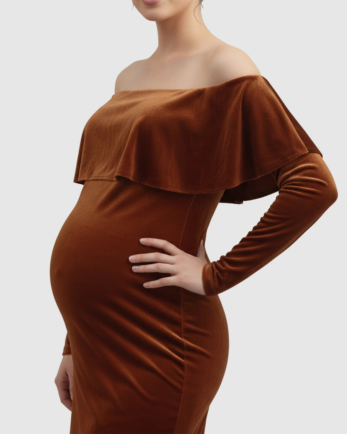 Off-Shoulder Fitted Maternity Photoshoot Dress