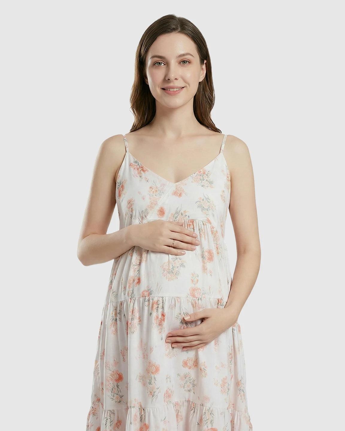 Sleeveless Floral Print Maternity Nightgown