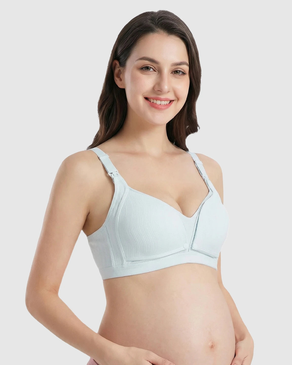 Front-Open Ribbed V-Neck Nursing Bra