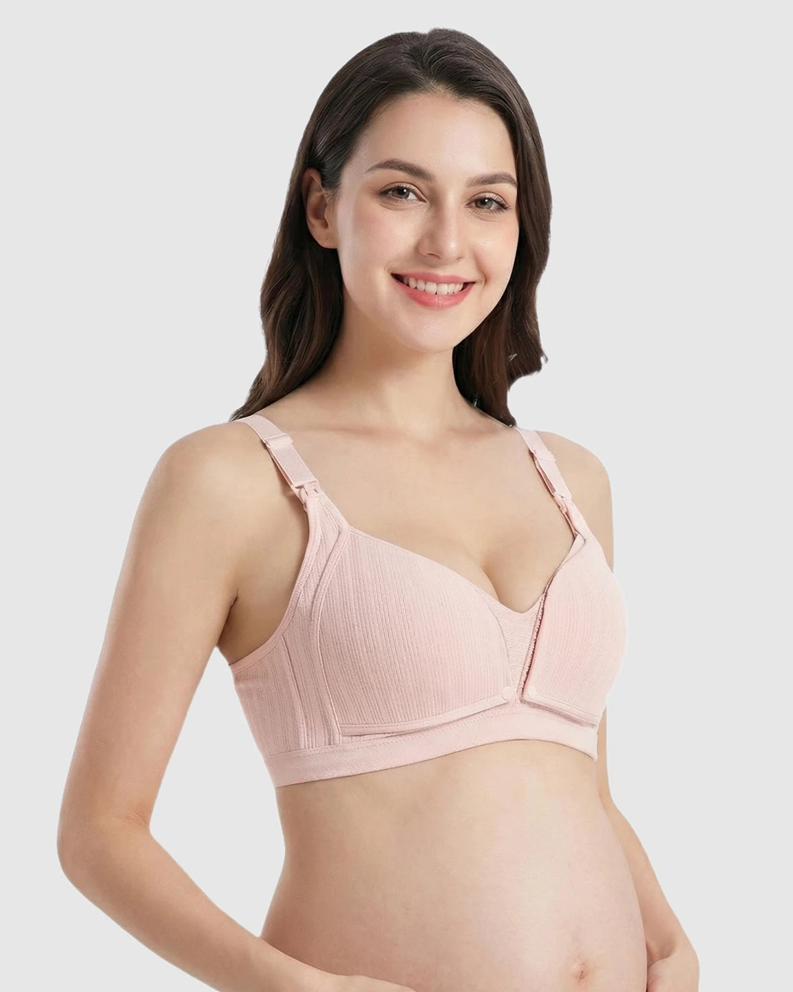Front-Open Ribbed V-Neck Nursing Bra
