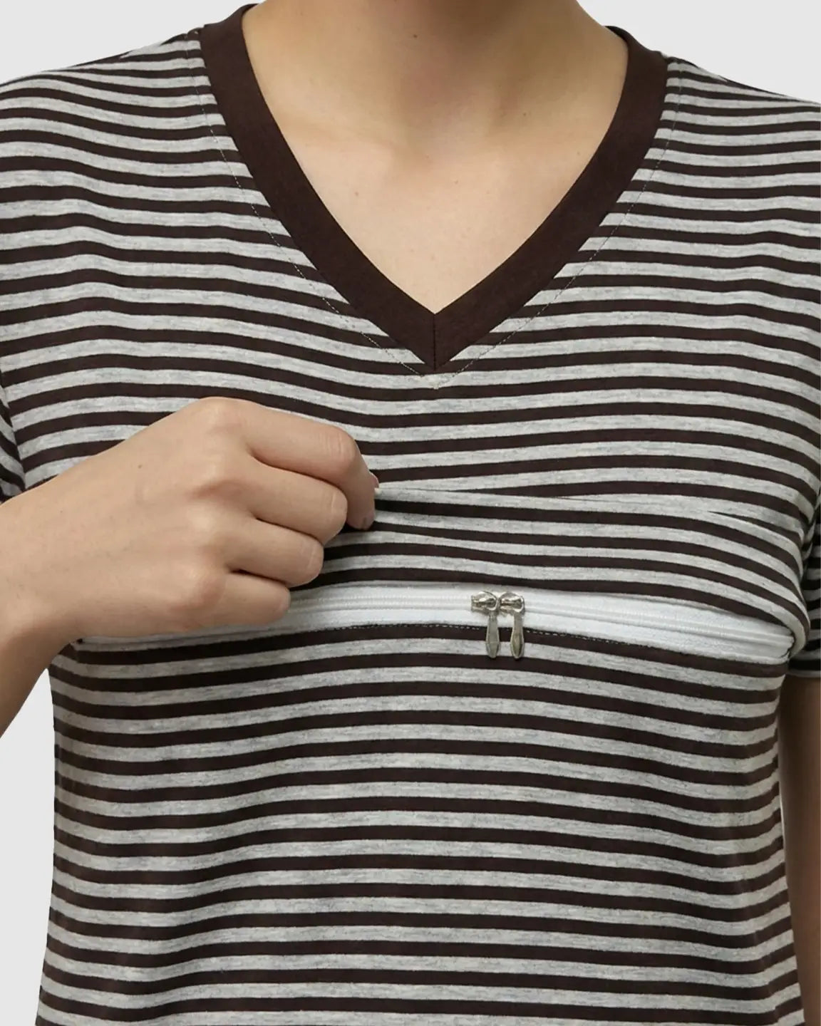 Striped V-Neck Straight Fit Maternity & Nursing Dress