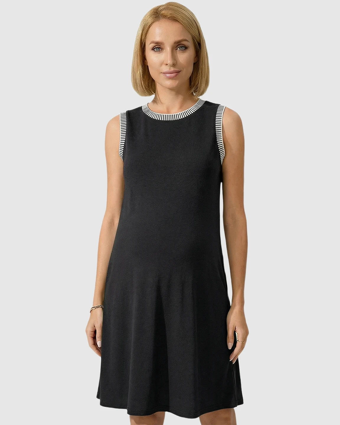 Sleeveless Mid-Waist Umbrella Skirt Maternity Dress