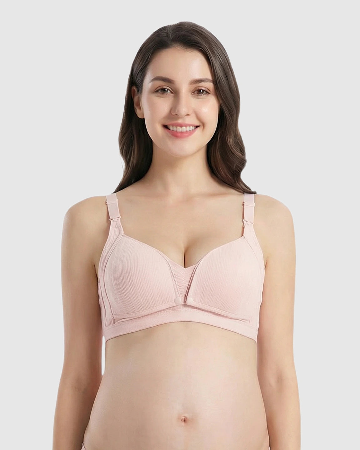 Front-Open Ribbed V-Neck Nursing Bra