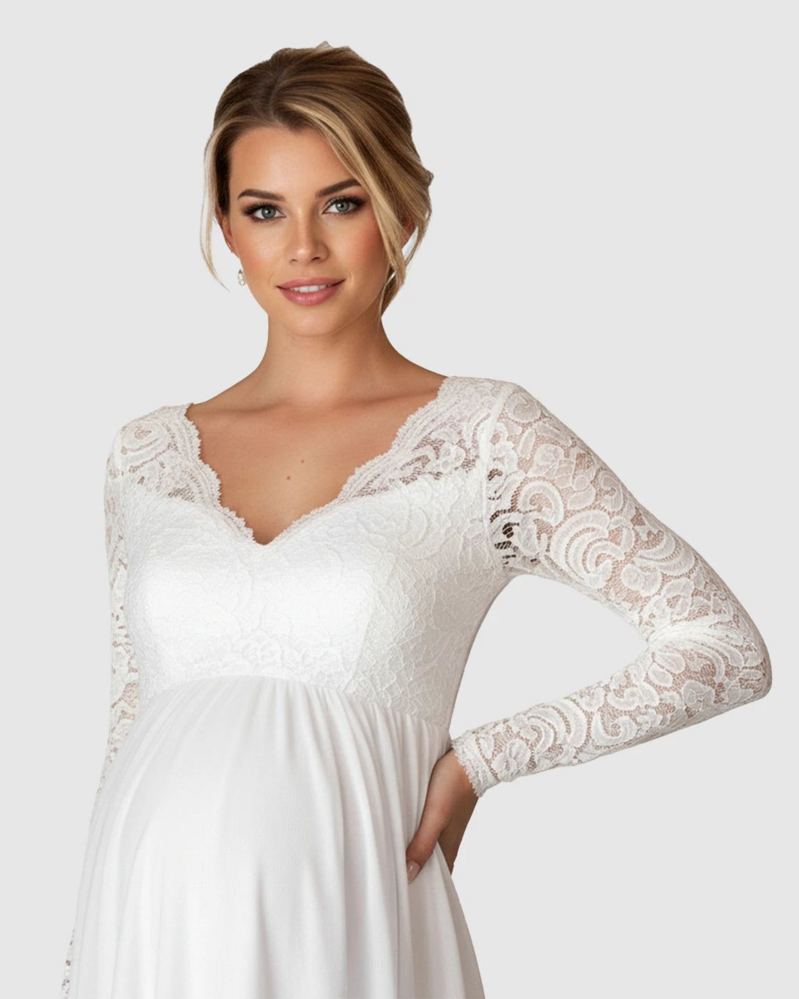 Open-Back Flowing Maternity Bridal Gown