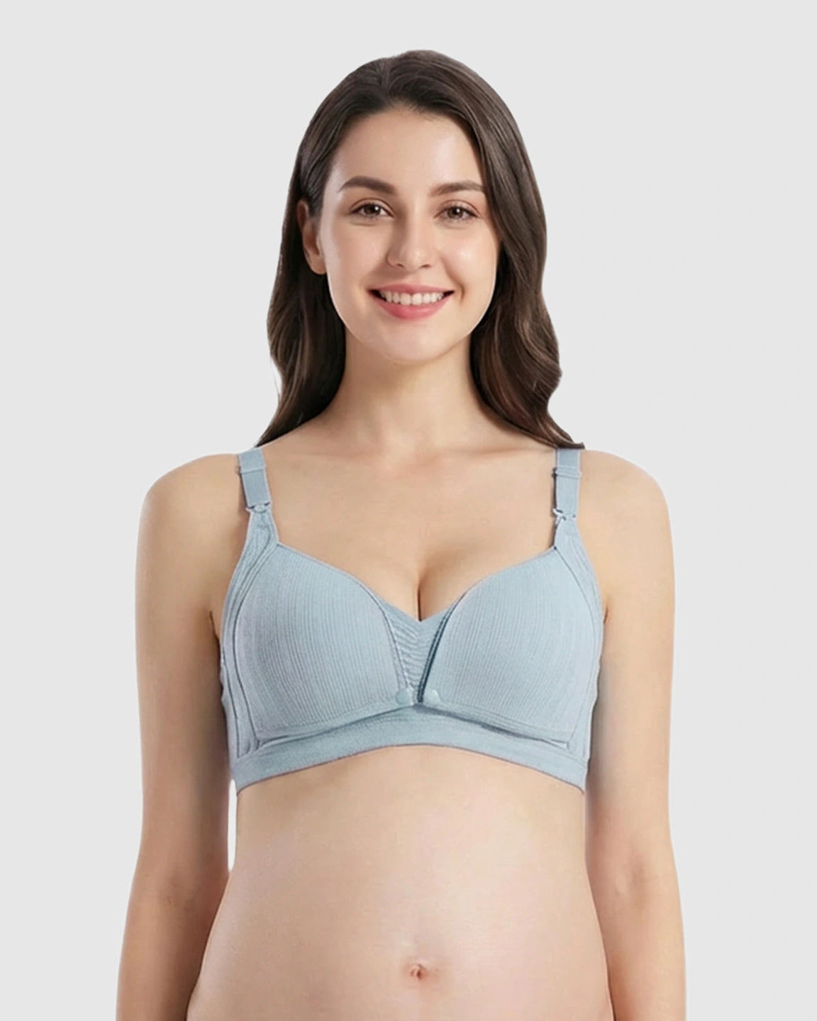 Front-Open Ribbed V-Neck Nursing Bra