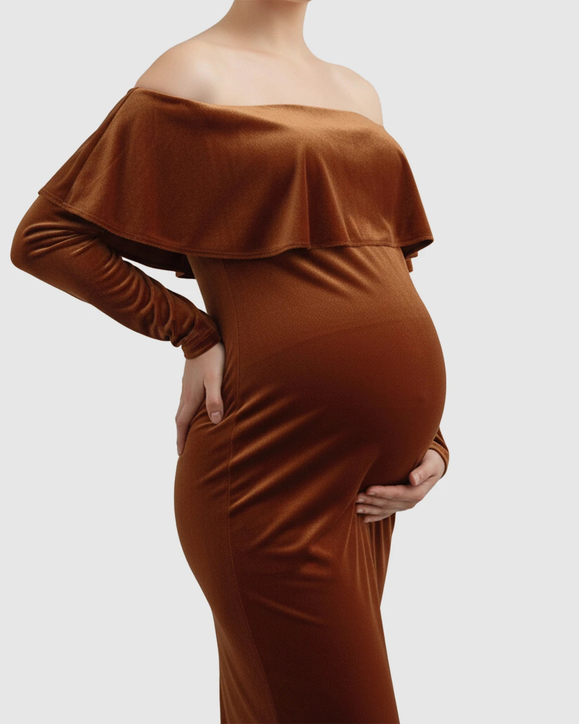 Off-Shoulder Fitted Maternity Photoshoot Dress