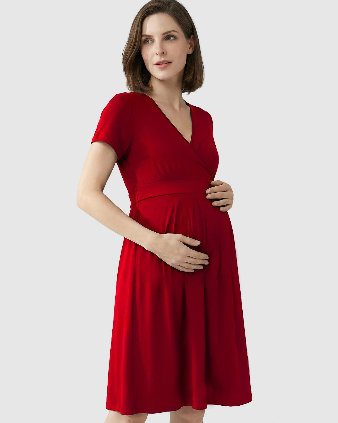 V-Neck A-Line Maternity & Nursing Dress