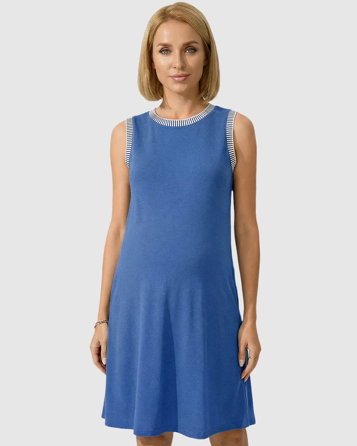 Sleeveless Mid-Waist Umbrella Skirt Maternity Dress