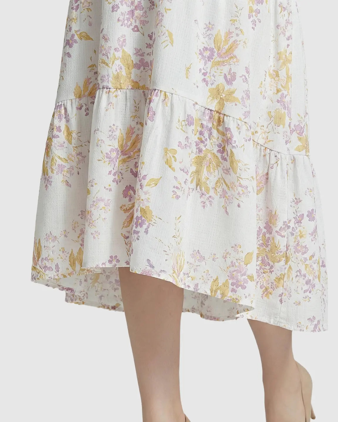 Floral V-Neck Tiered Skirt Maternity Nightgown