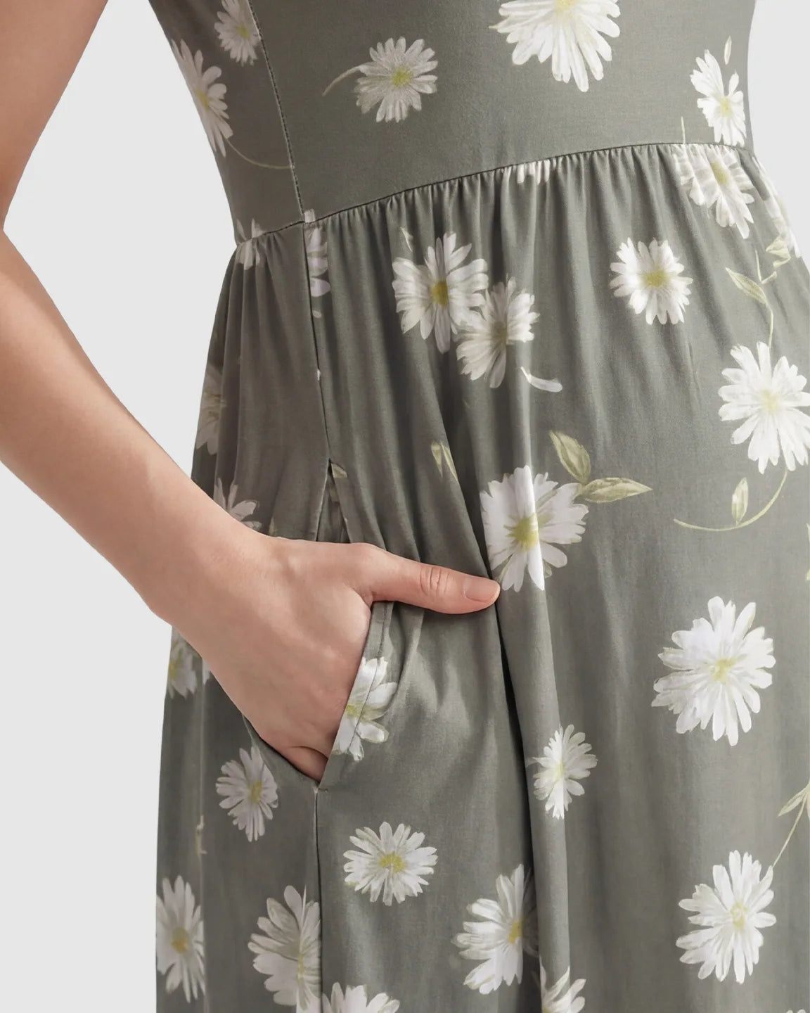 Floral Print A-line Maternity Midi Dress