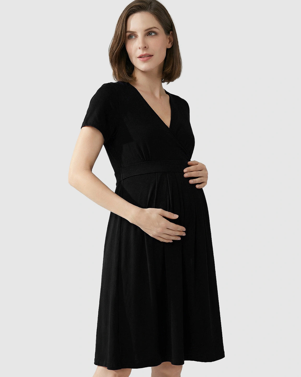 V-Neck A-Line Maternity & Nursing Dress